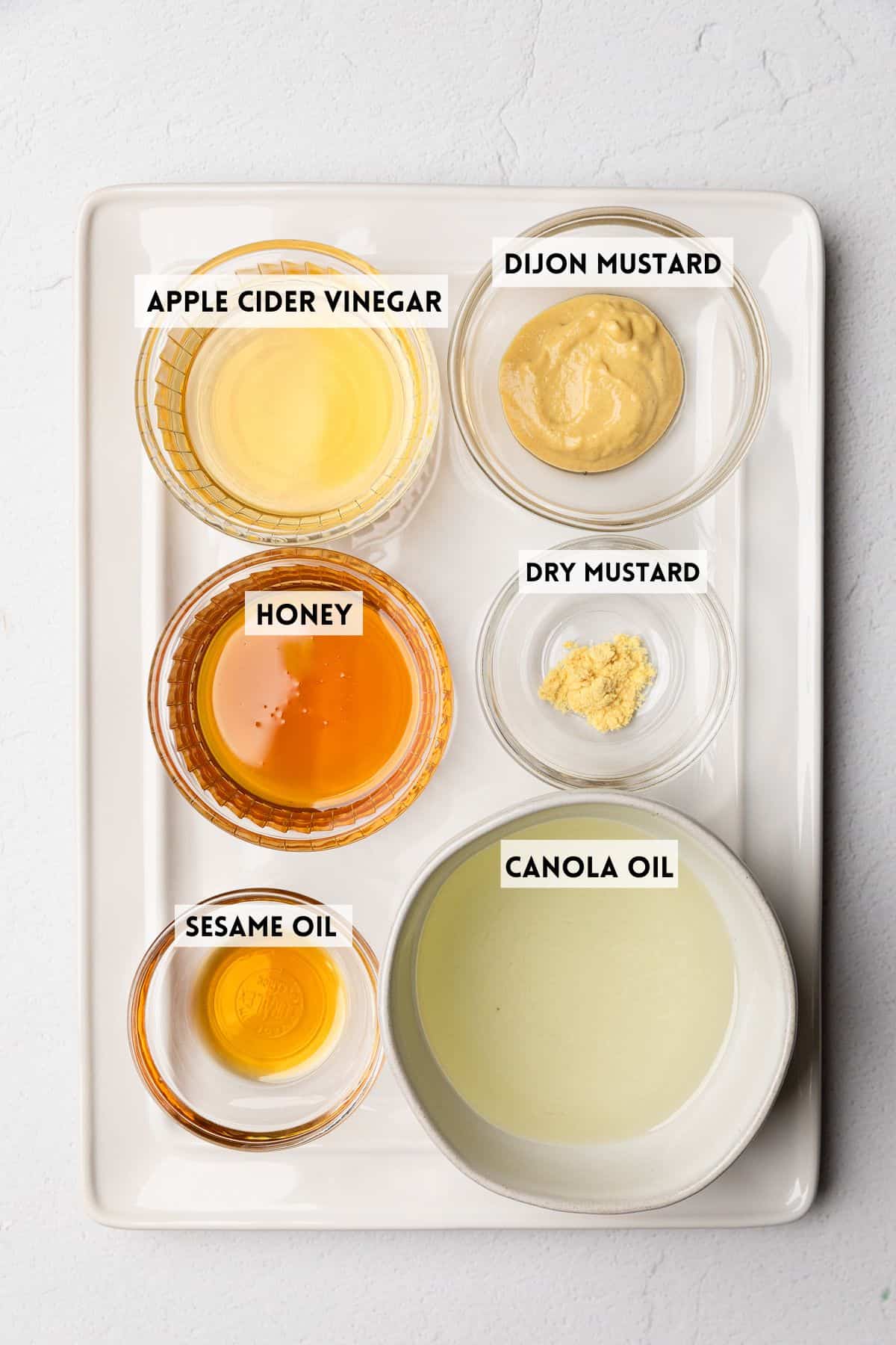 Ingredients to make honey mustard.