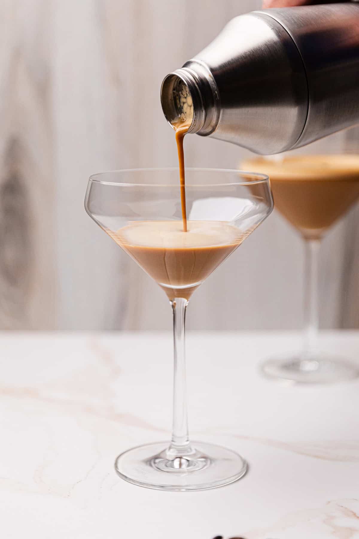 Making an espresso martini.