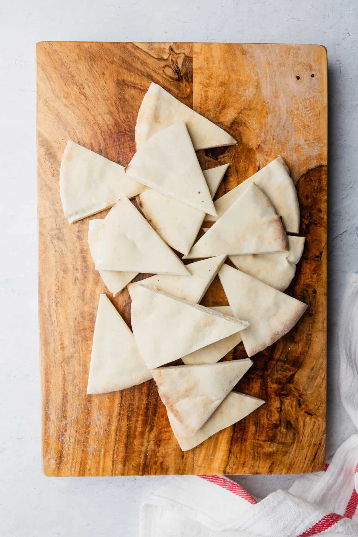 Pita bread cut into triangles.