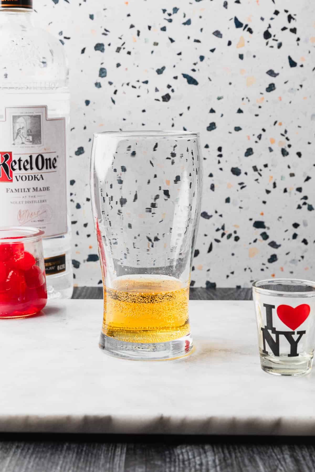 Red Bull in a glass.