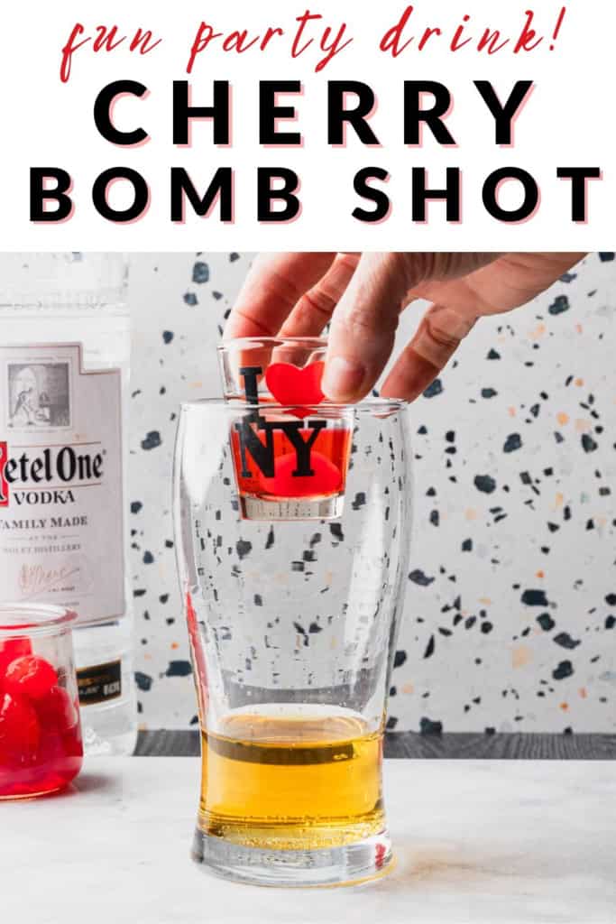 Cherry bomb shot recipe pinterest image.