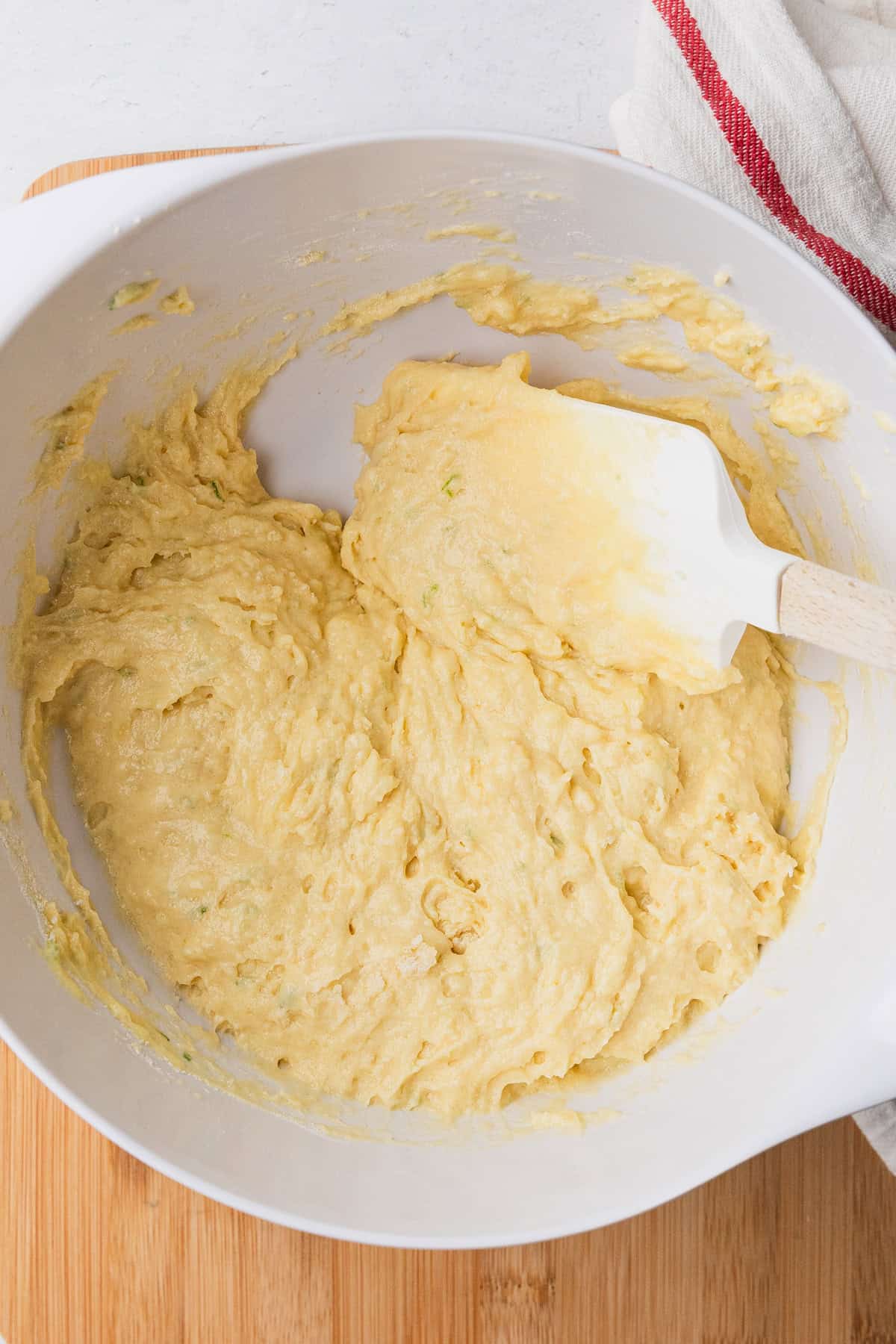 Mixing a cake batter.