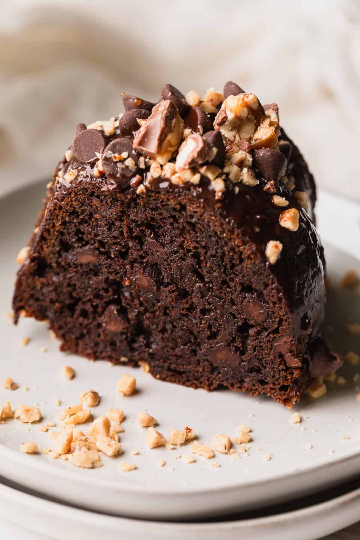 A slice of chocolate dream cake on a plate.
