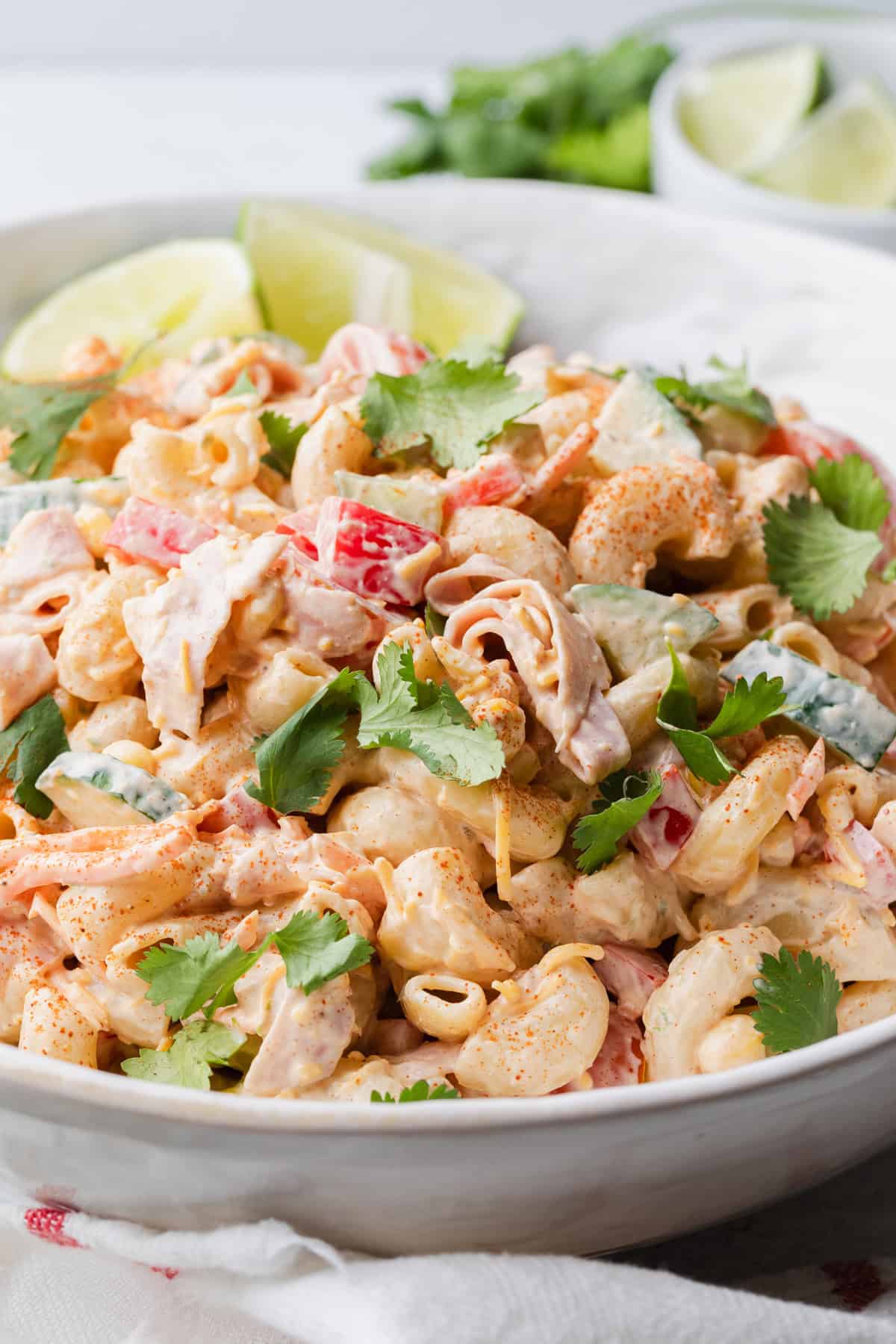 The completed mexican macaroni salad.