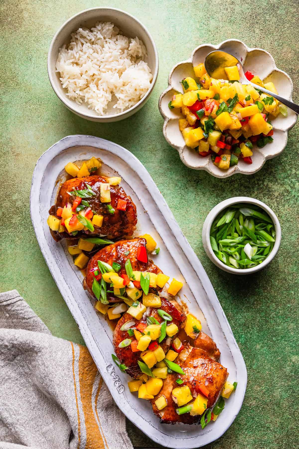 Completed chicken with mango salsa.