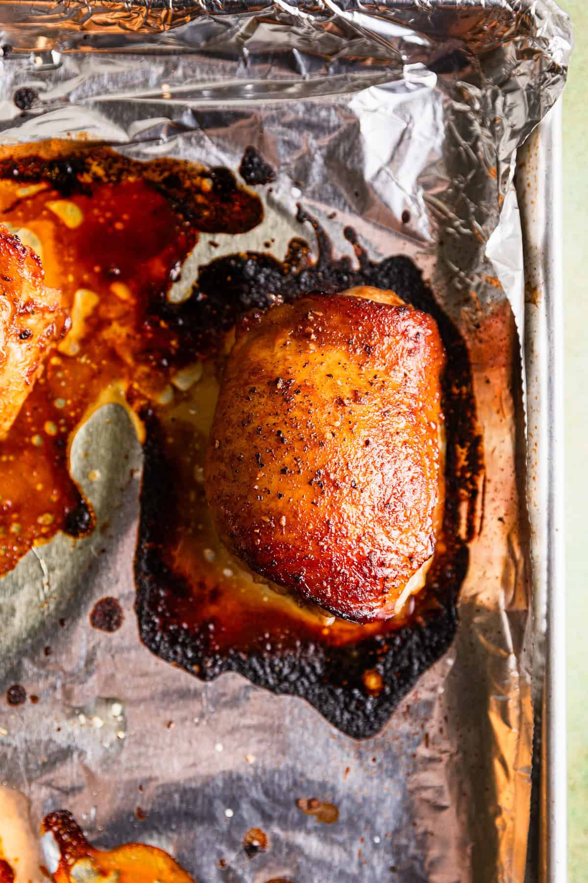 Crispy baked chicken thighs.