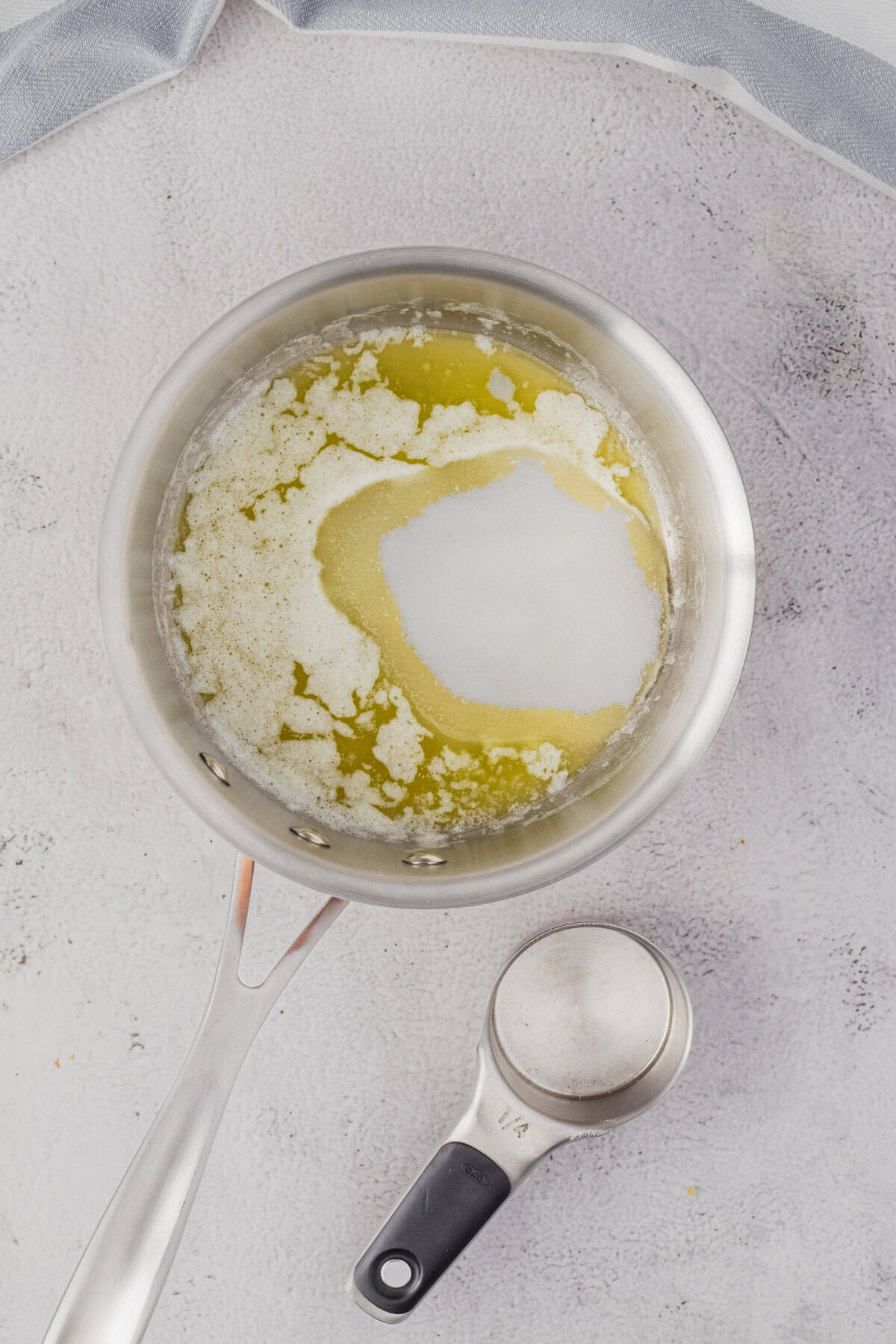 Making the butter rum sauce.