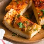 Air fryer garlic bread sliced.