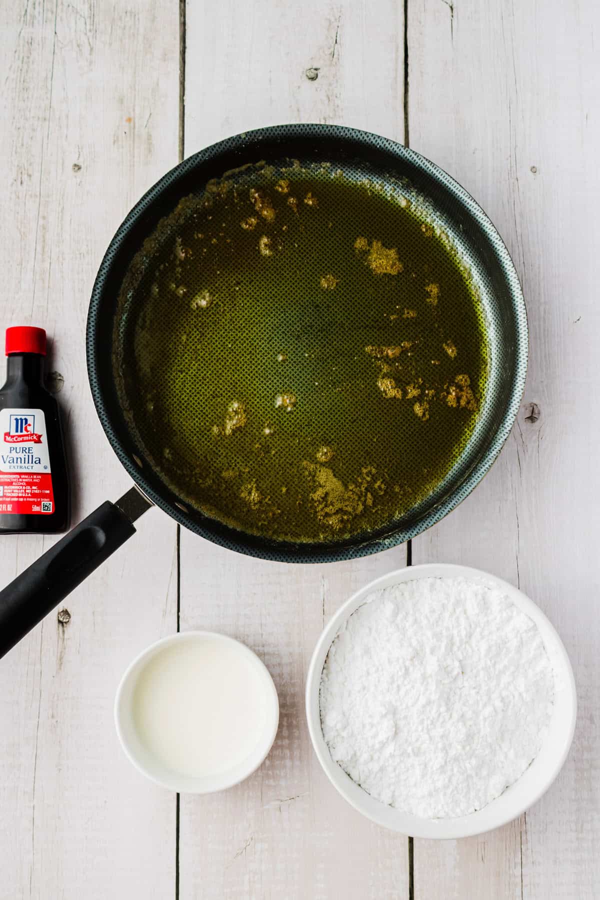 Making the browned butter frosting.