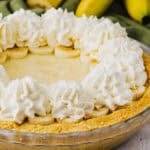 The completed banana cream pie ready for serving.