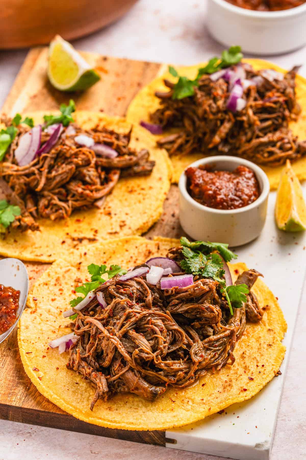 Mexican barbacoa tacos.