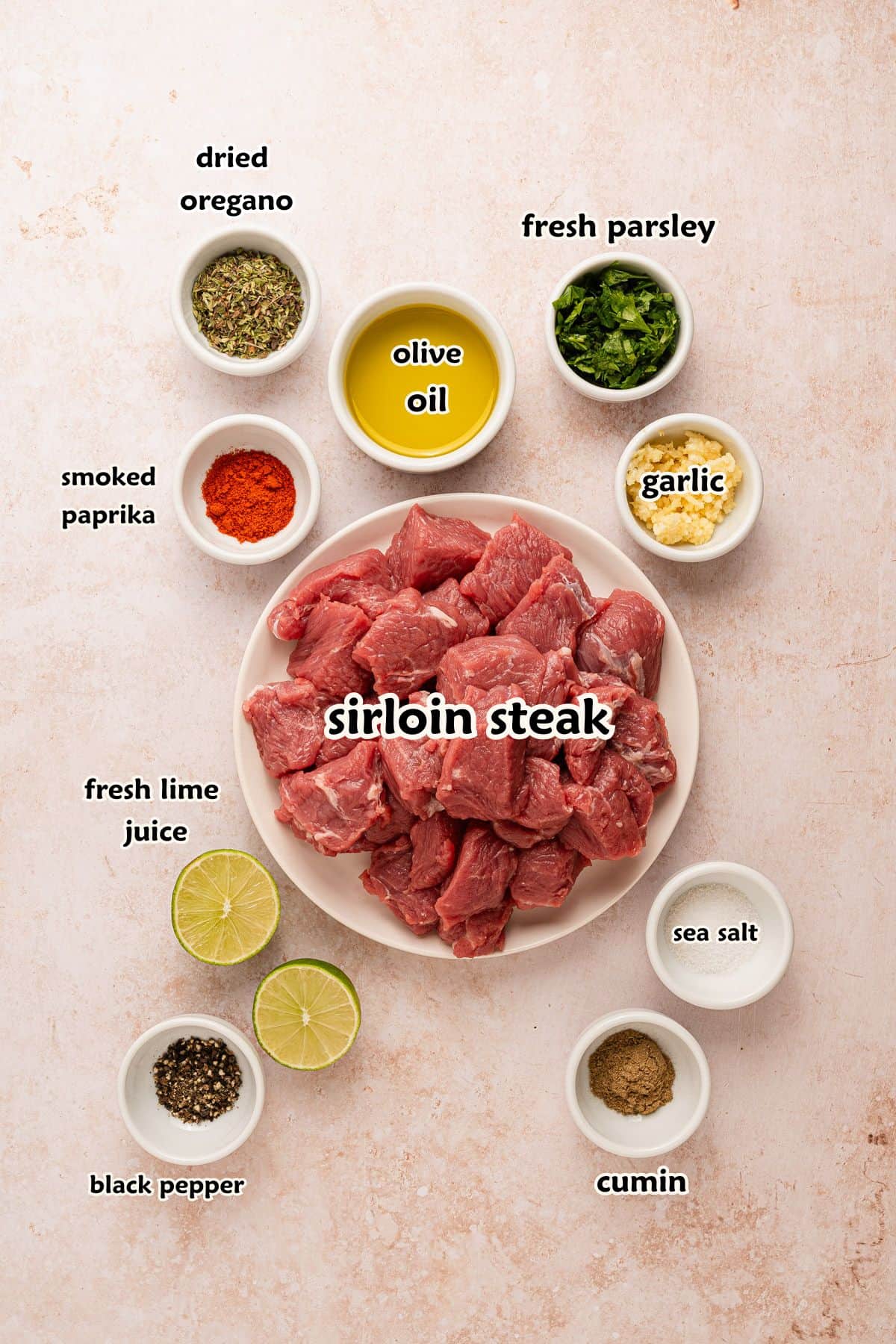 Ingredients for brazilian steak bites.