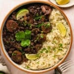 A bowl of Brazilian rice and beans.