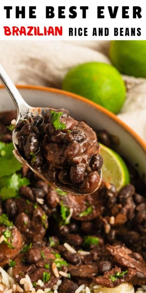Brazilian rice and beans pin image.