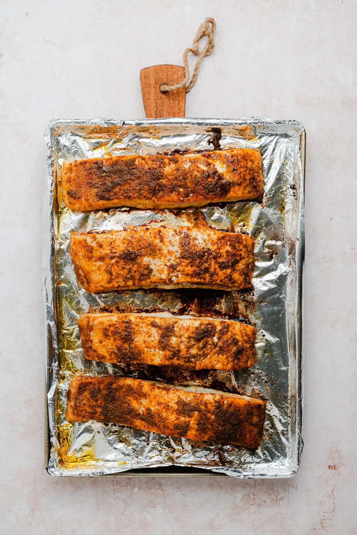 Complete baked salmon.
