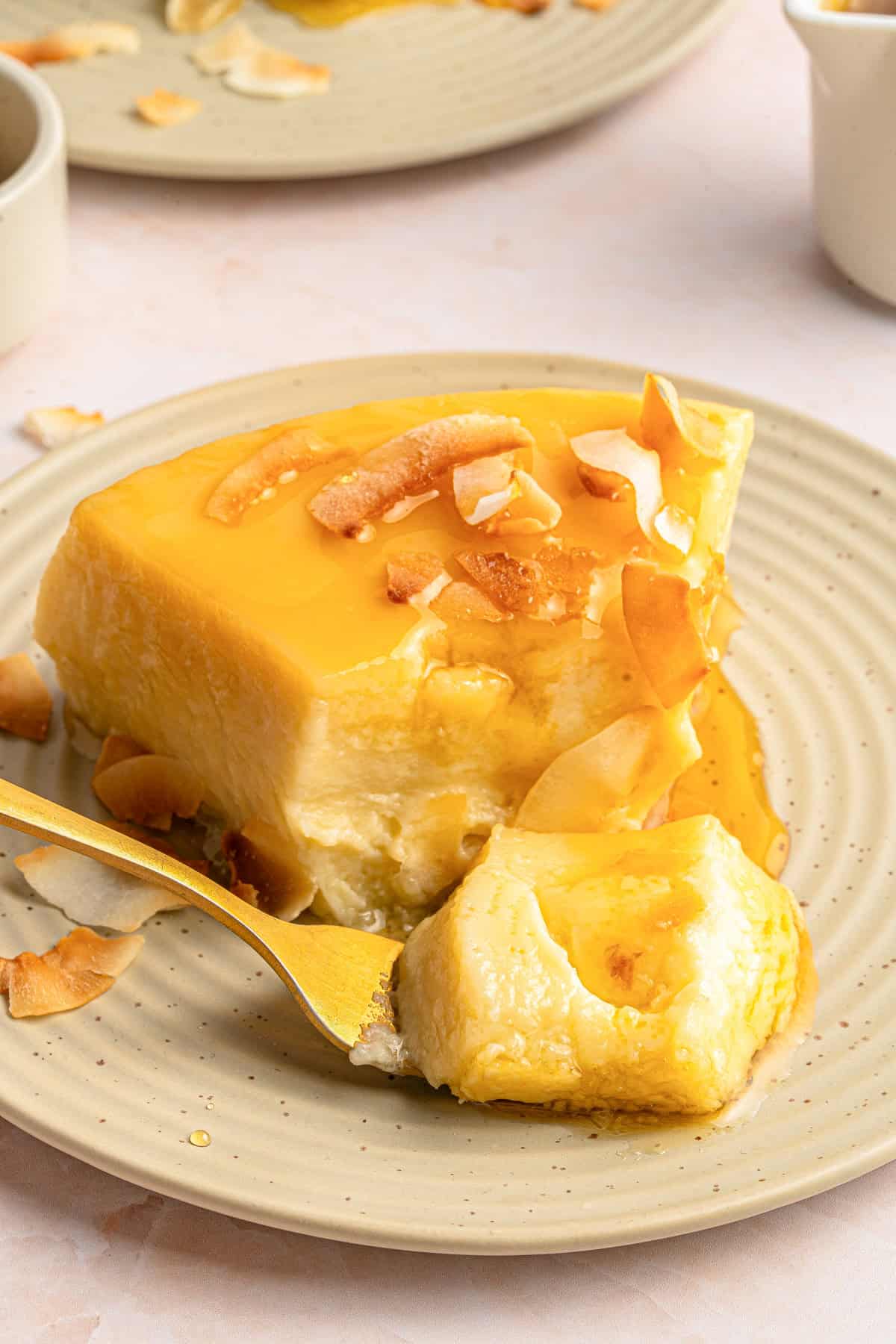 The completed recipe sliced on a plate.