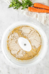 Combine wet and dry ingredients to mix.