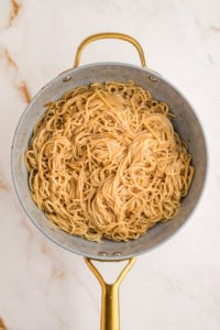 Mixed sauce and lo mein.